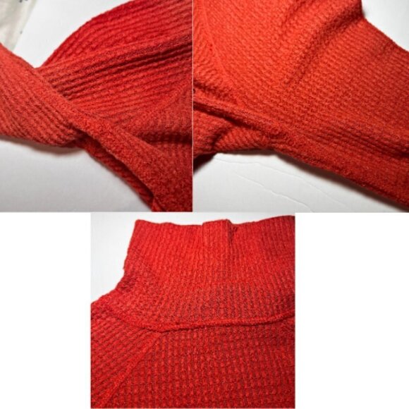 INTIMATELY FREE PEOPLE Burnt Orange Waffle Knit Turtleneck Bodysuit Size S - Picture 8 of 9